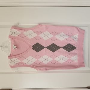 Women's Izod Argyle Sweater Vest Pink White Gray Size Small